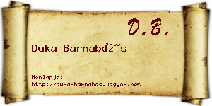 Duka Barnabás névjegykártya