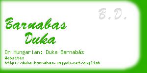 barnabas duka business card